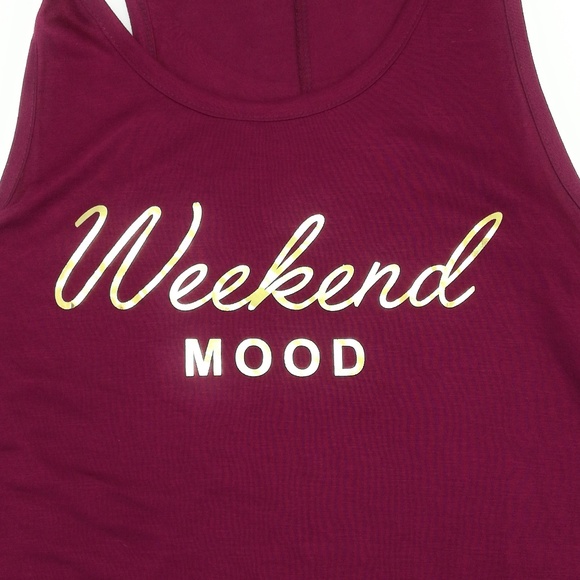 Popular Sports Women's Wine "Weekend Mood" Tank Top Size M - Picture 3 of 3